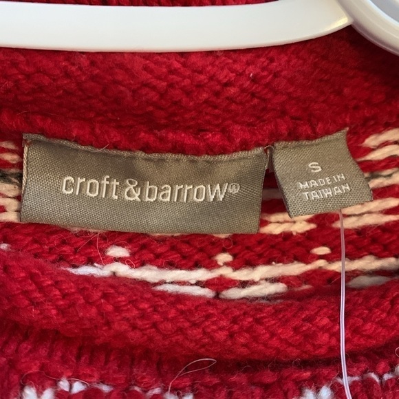 Croft&Barrow Red White Gray Holiday Christmas Knitted Sweater Women’s Size Small - Picture 6 of 9